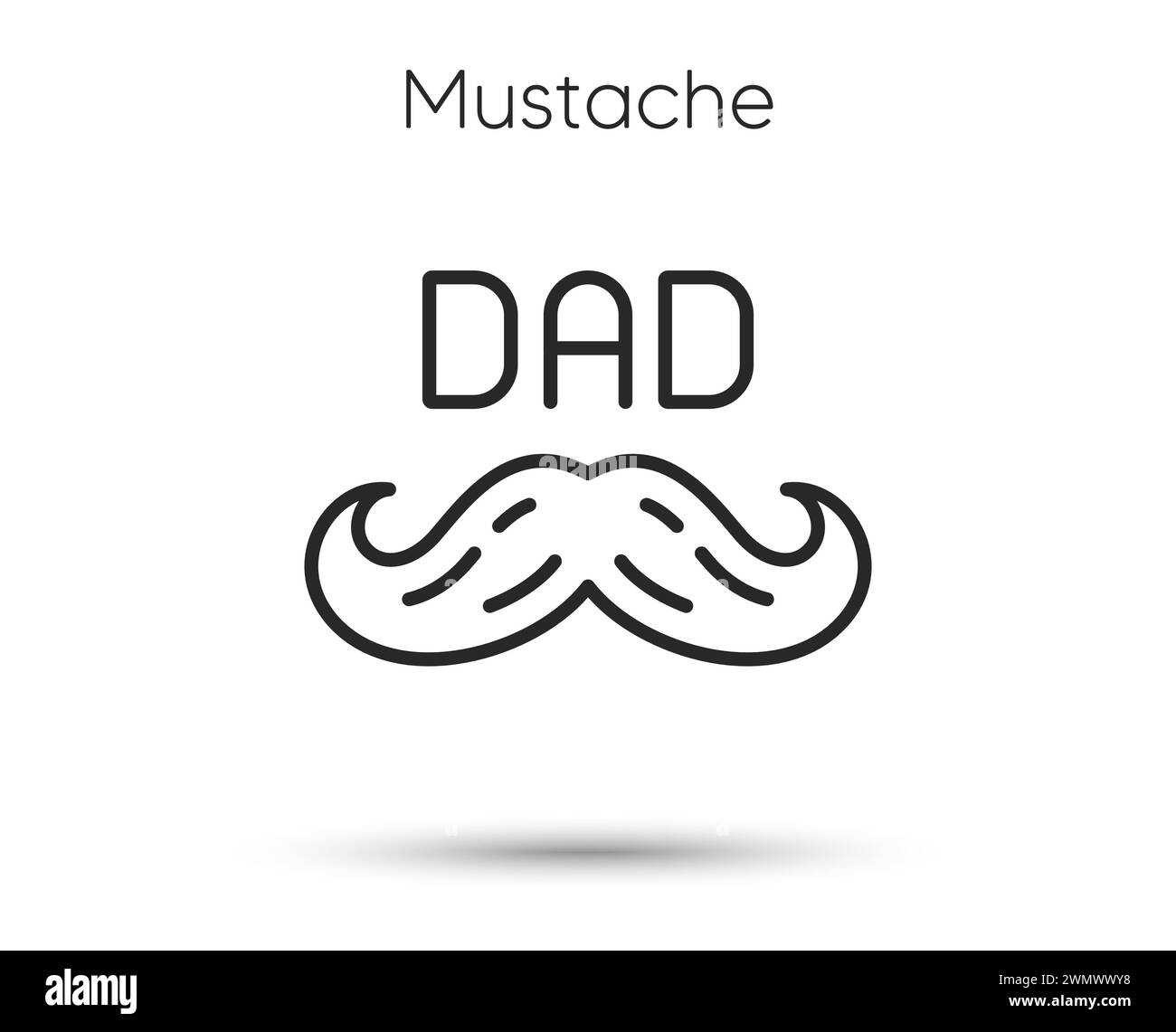 Icône de ligne de jour de père avec moustache. Enseigne rétro pour barbier. Meilleur symbole papa. Vecteur Illustration de Vecteur