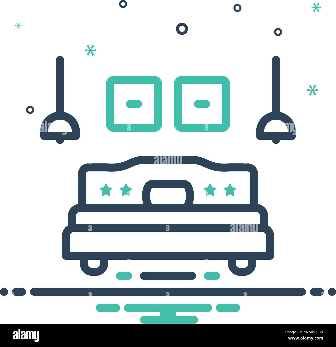 Icône pour chambre, lit Illustration de Vecteur