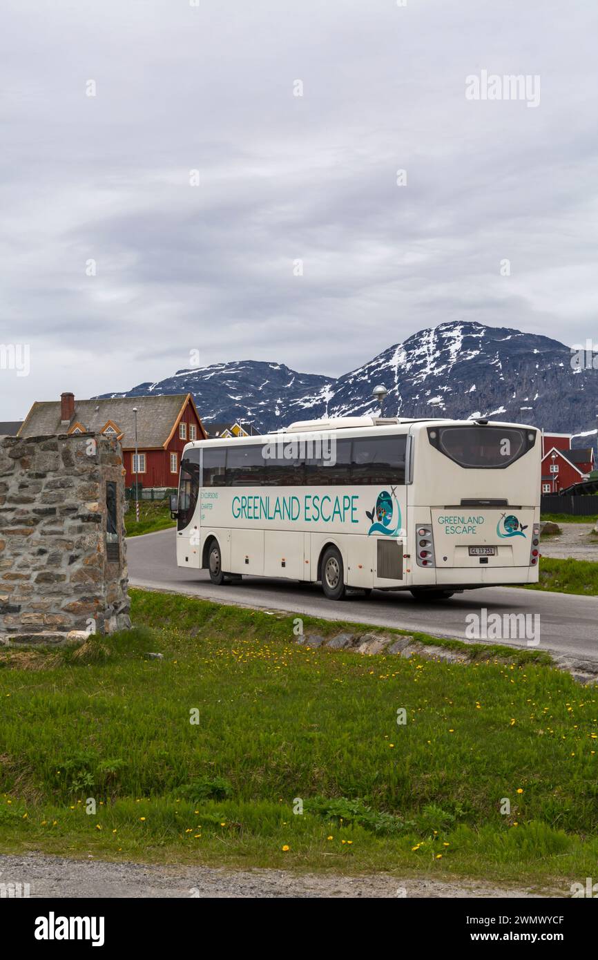 Greenland Escape Cruise Shuttle bus à Nuuk, Groenland en juillet Banque D'Images