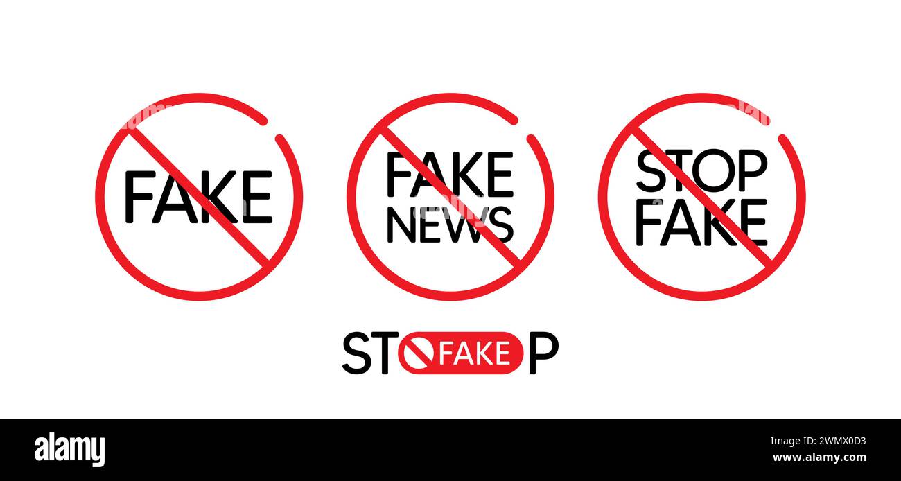 Fausses icônes de timbres d'actualités. Arrêtez les fausses nouvelles et la propagande à la télévision et sur les réseaux sociaux. Vecteur Illustration de Vecteur
