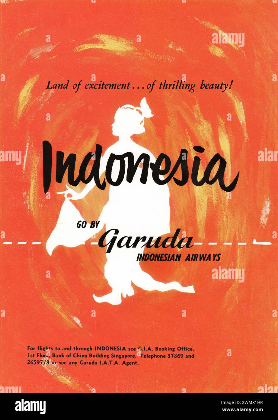 Publicité de Garuda Indonesian Airways placée dans le Straits Times Annual pour 1960. Banque D'Images