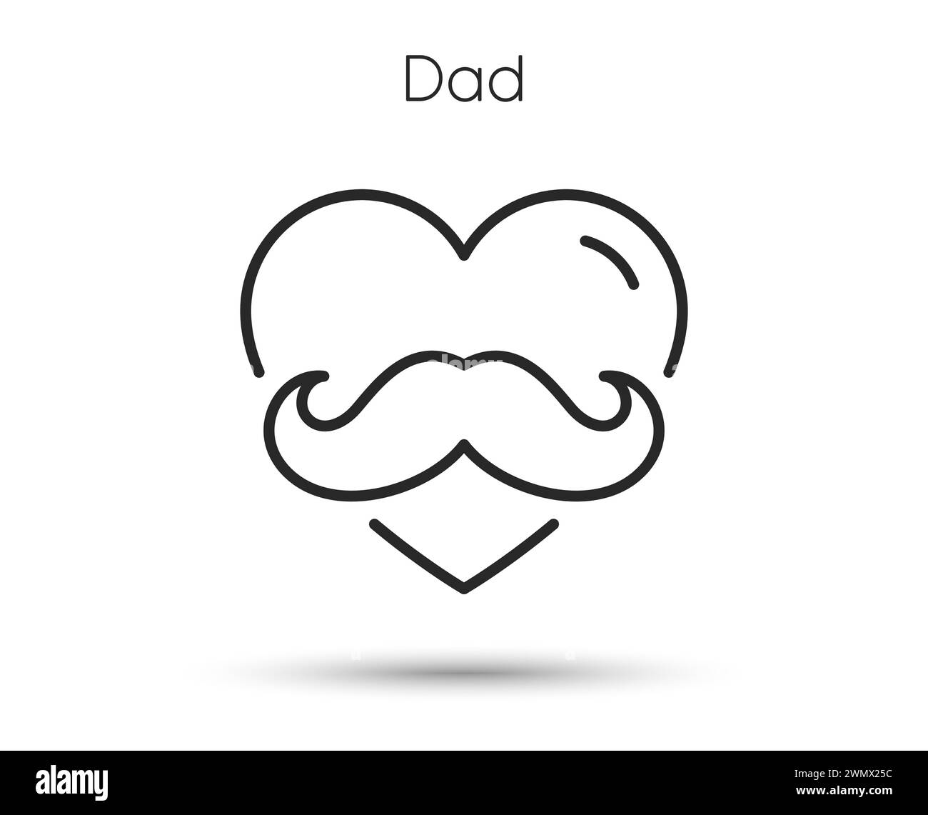 Icône de ligne de jour de père avec moustache. Enseigne rétro pour barbier. Meilleur symbole papa. Vecteur Illustration de Vecteur