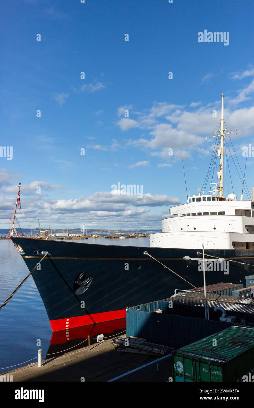 Le Royal Yacht Britannia a accosté à Ocean terminal, Leith, Édimbourg, Écosse Banque D'Images
