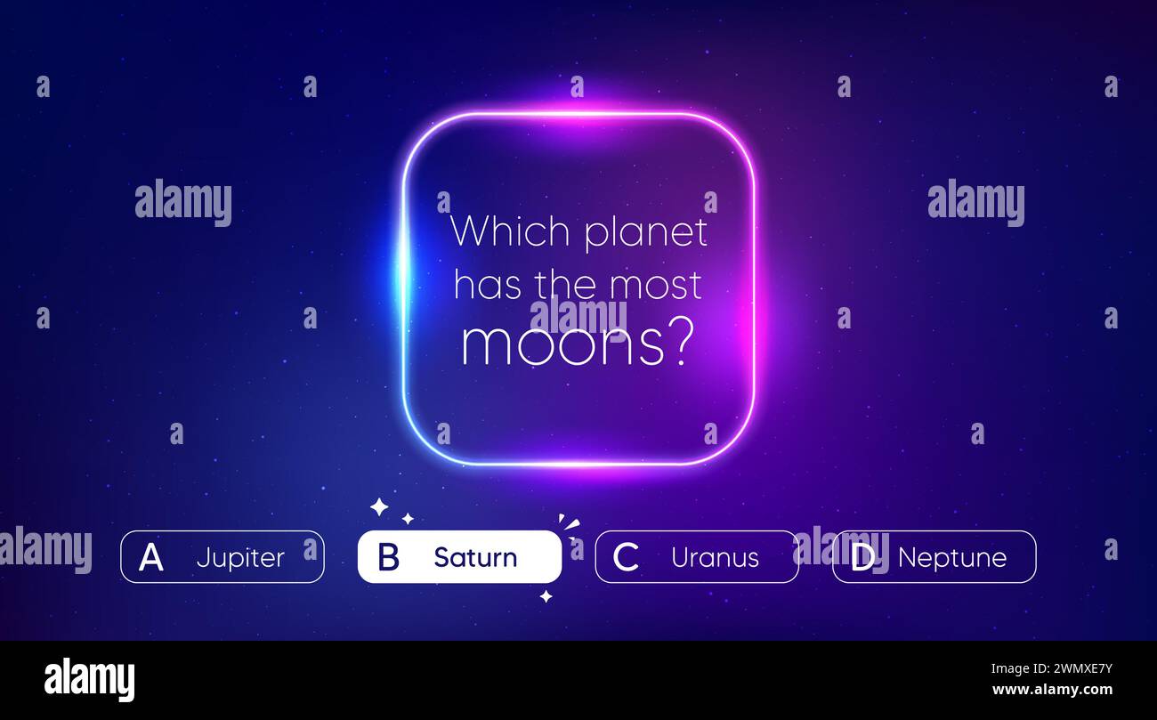 Menu jeu quiz, choix des questions de test. Modèle de néon pour émission de télévision ou jeu de trivia. Énigme avec question et réponse. Vecteur Illustration de Vecteur