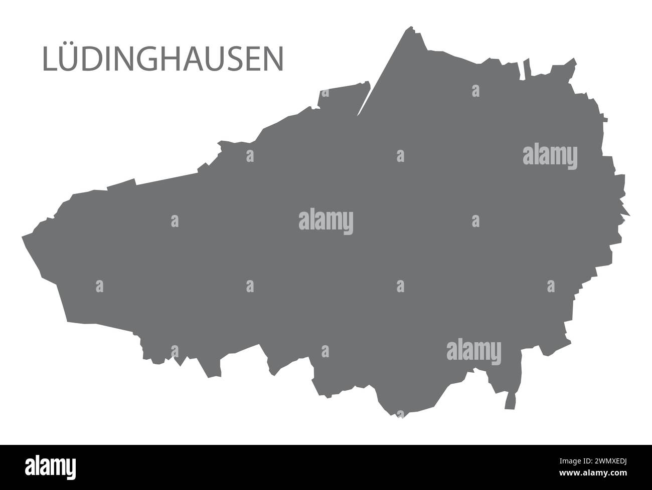 Lüdinghausen carte de la ville allemande illustration grise silhouette forme Illustration de Vecteur