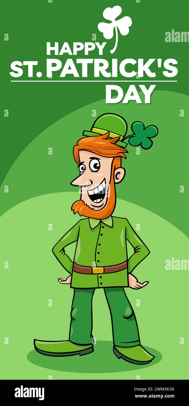 Illustration de dessin animé de la Saint Patrick Day design avec le personnage Leprechaun Illustration de Vecteur