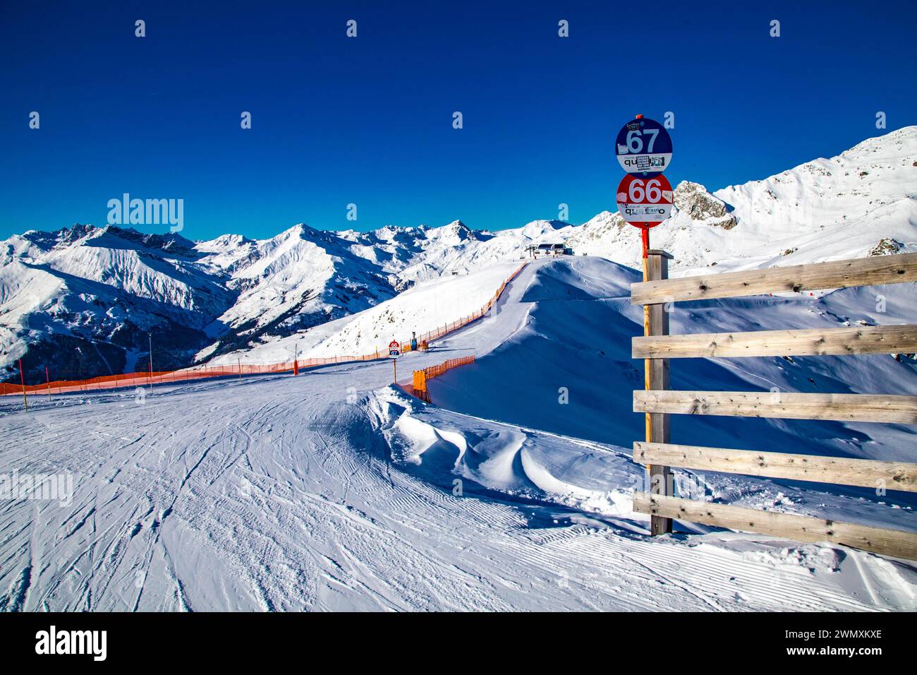 Piste de ski de Rastkogel, domaine skiable de Penken, Mayrhofen, Zillertal, Tyrol Banque D'Images