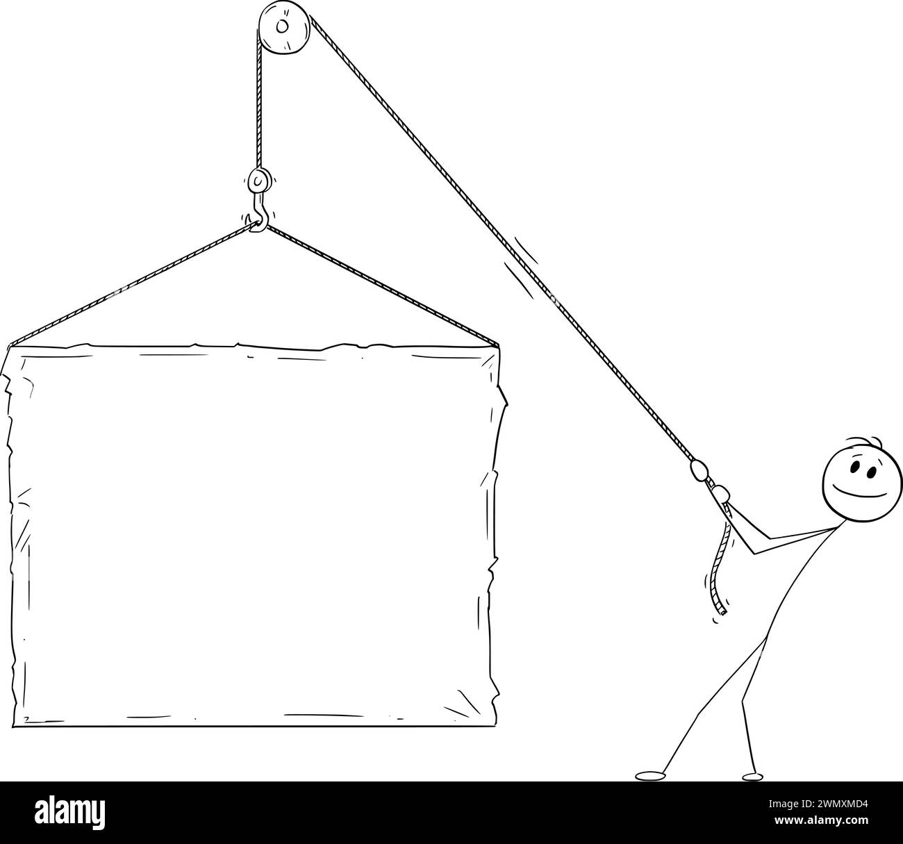 Personne soulevant une grosse roche lourde ou une pierre, illustration de la figure de dessin animé vectoriel Illustration de Vecteur