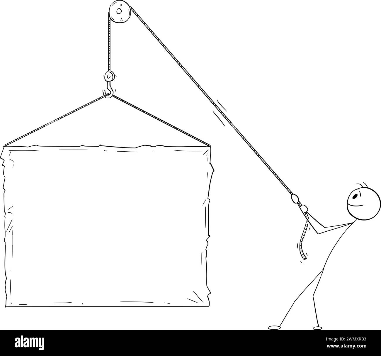 Personne soulevant une grosse roche lourde ou une pierre, illustration de la figure de dessin animé vectoriel Illustration de Vecteur