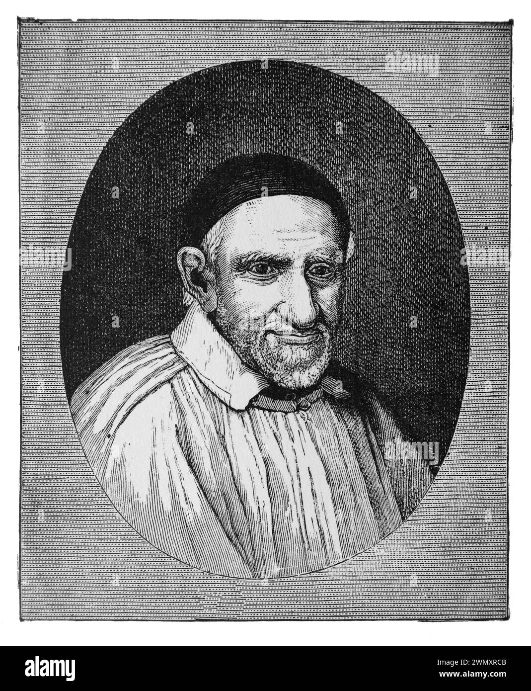 Portrait de Saint Vincent de Paul, fondateur de l'ordre de la Charité : saint du XVIIe siècle, béatifié par le pape Benoît en 1729, et canonisé par le pape Clément XII en 1737 : gravure de la vie des saints par le révérend Sabin Baring-Gould, publié en 1898 Banque D'Images