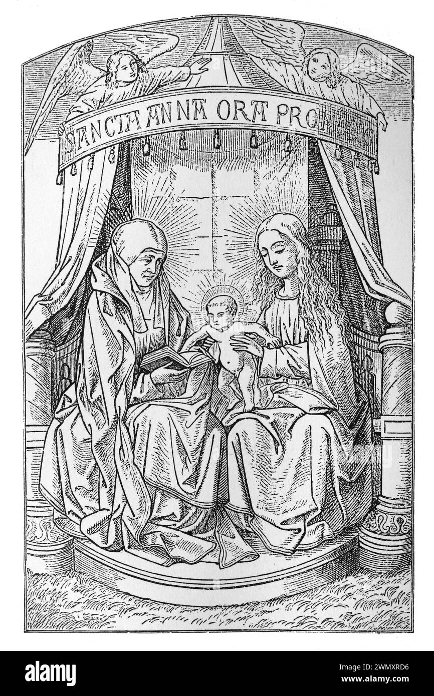 Sainte Anne et la Bienheureuse Vierge Marie : gravure de vies des Saints par le révérend Sabin Baring-Gould, publié en 1898 Banque D'Images
