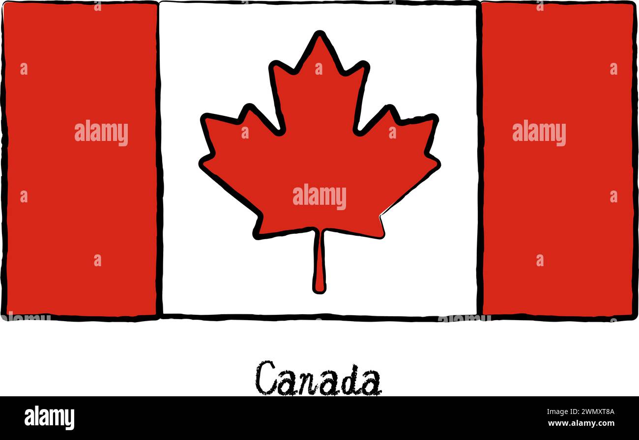 Drapeau du monde analogique dessiné à la main, Canada, illustration vectorielle Illustration de Vecteur