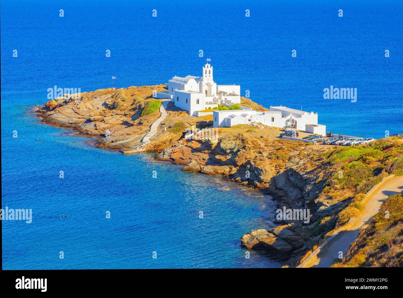 Grèce, îles du Dodécanèse, île de Sifnos, monastère Chrisopigi Banque D'Images