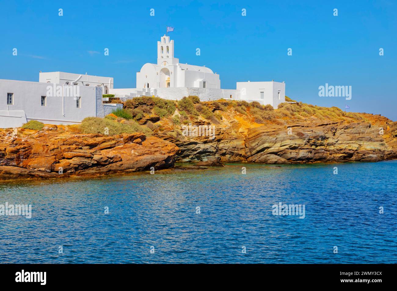 Grèce, îles du Dodécanèse, île de Sifnos, monastère Chrisopigi Banque D'Images