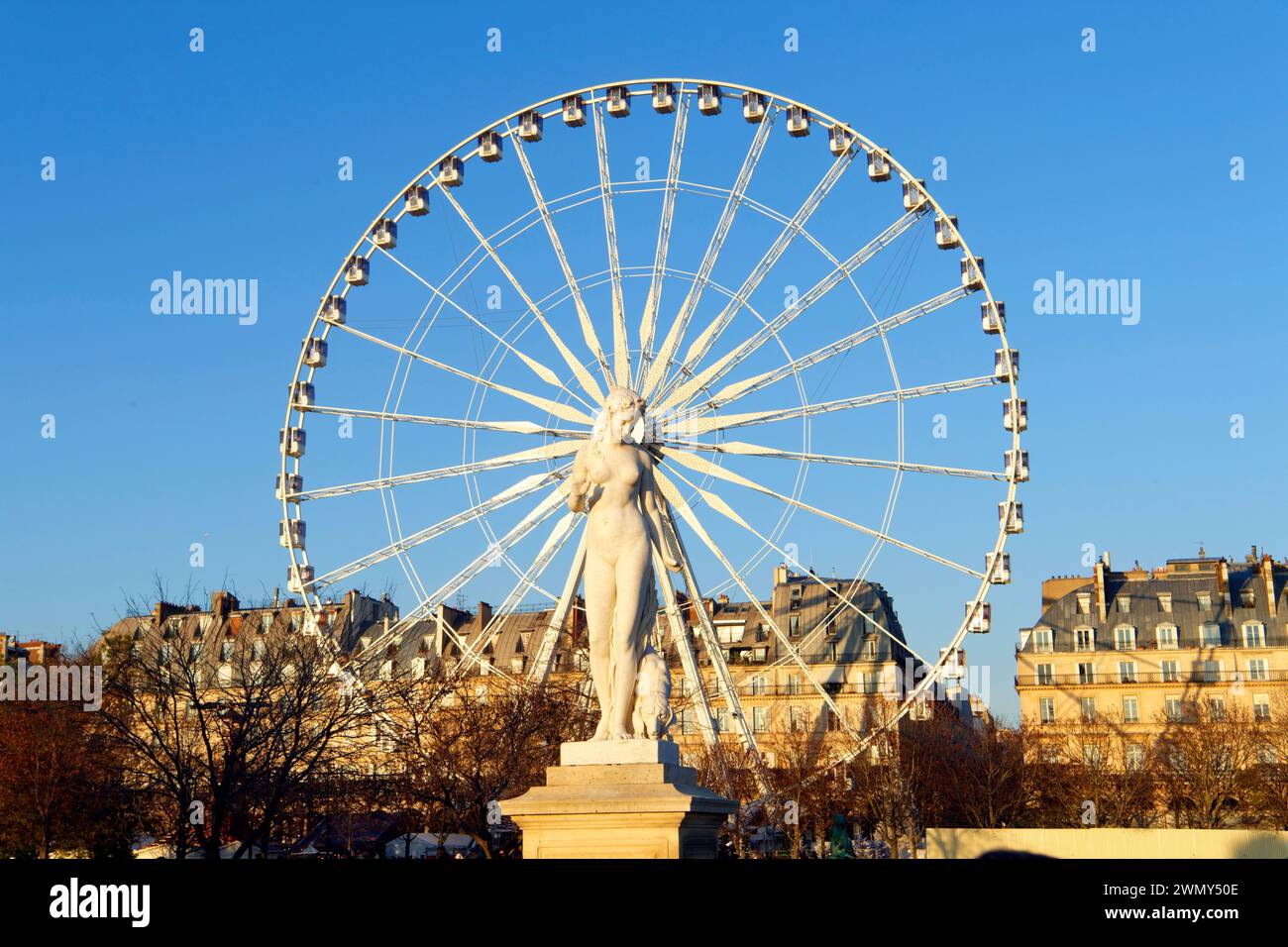 France, Paris, zone classée au Patrimoine mondial de l'UNESCO, le jardin des Tuileries et la Grande roue Banque D'Images