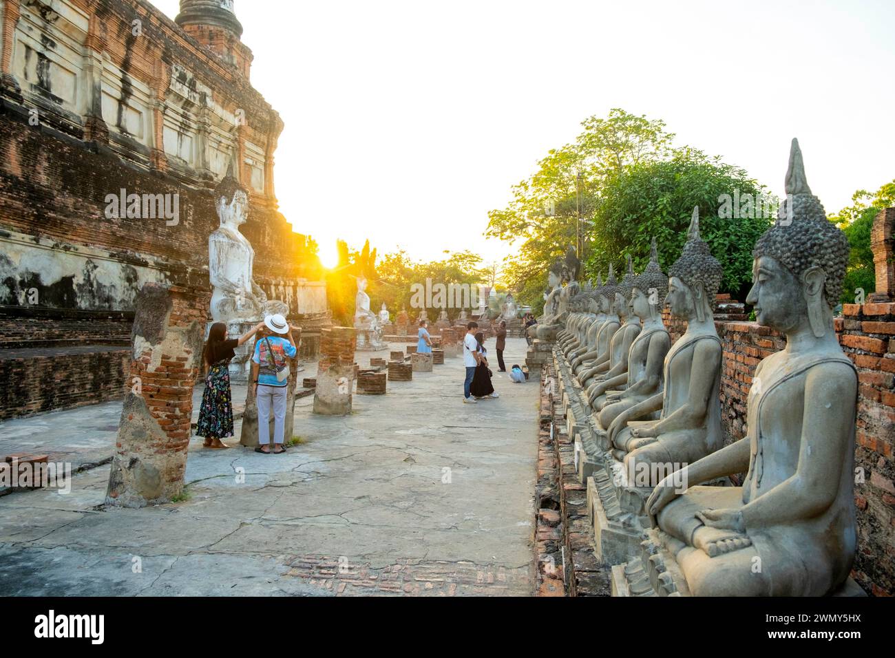 Thaïlande, Ayutthaya inscrit au patrimoine mondial de l'UNESCO, temple Wat Yai Chai Mongkhon Banque D'Images