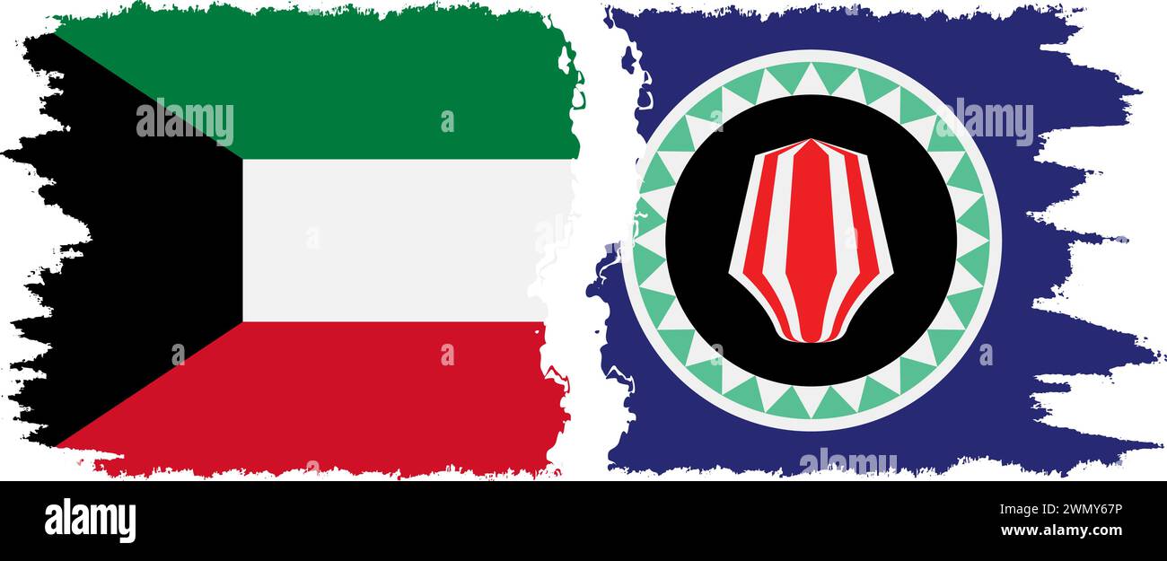 Bougainville et Koweït grunge drapeaux connexion, vecteur Illustration de Vecteur