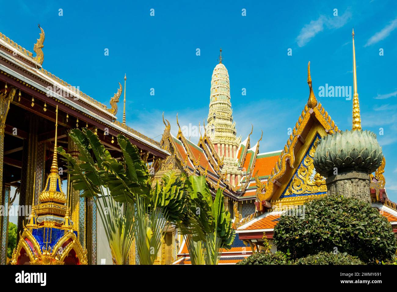 Thaïlande, Bangkok, Palais Royal ou Grand Palais, Palais Wat Phra Kaeo abritant le Bouddha d'émeraude Banque D'Images