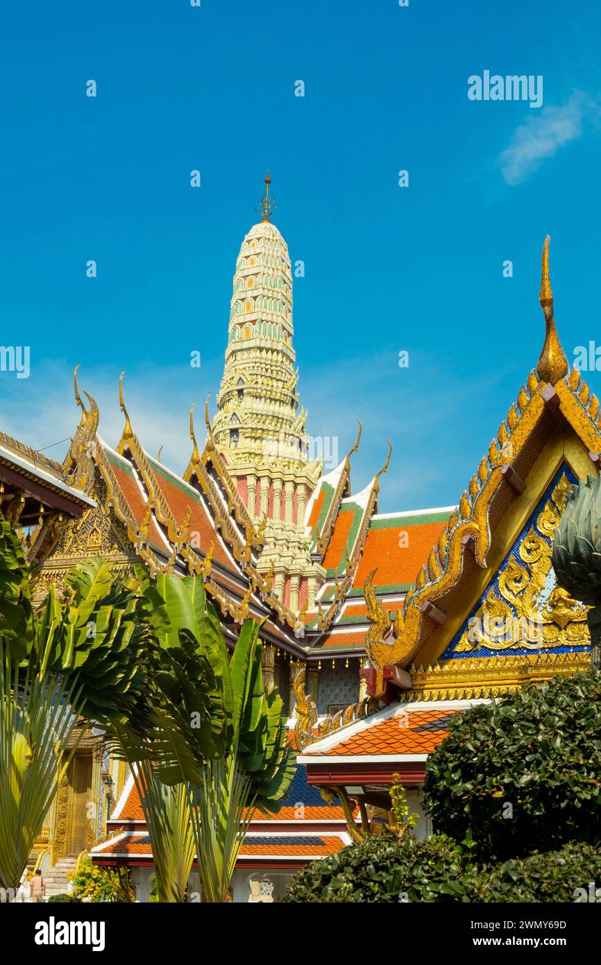 Thaïlande, Bangkok, Palais Royal ou Grand Palais, Palais Wat Phra Kaeo abritant le Bouddha d'émeraude Banque D'Images