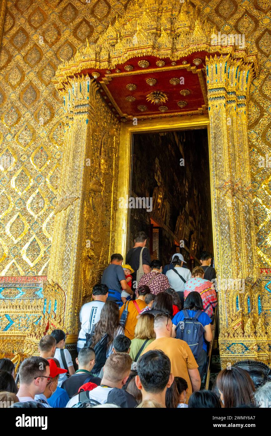 Thaïlande, Bangkok, Palais Royal ou Grand Palais, entrée au Palais Wat Phra Kaeo abritant le Bouddha d'émeraude Banque D'Images