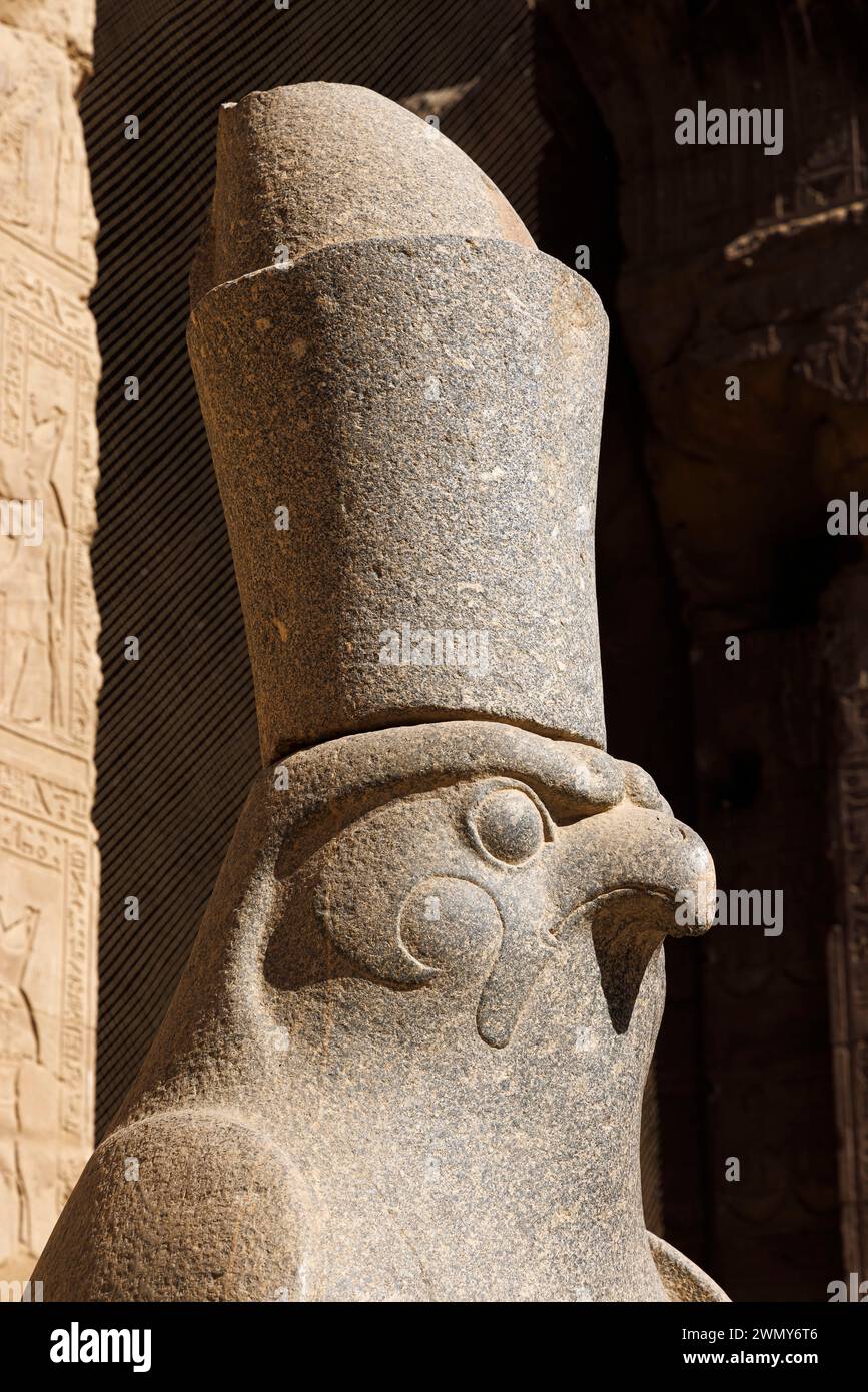 Egypte, Edfou, temples pharaoniques en haute Egypte des périodes ptolémaïque et romaine classées au patrimoine mondial par l'UNESCO, Temple Horus Banque D'Images