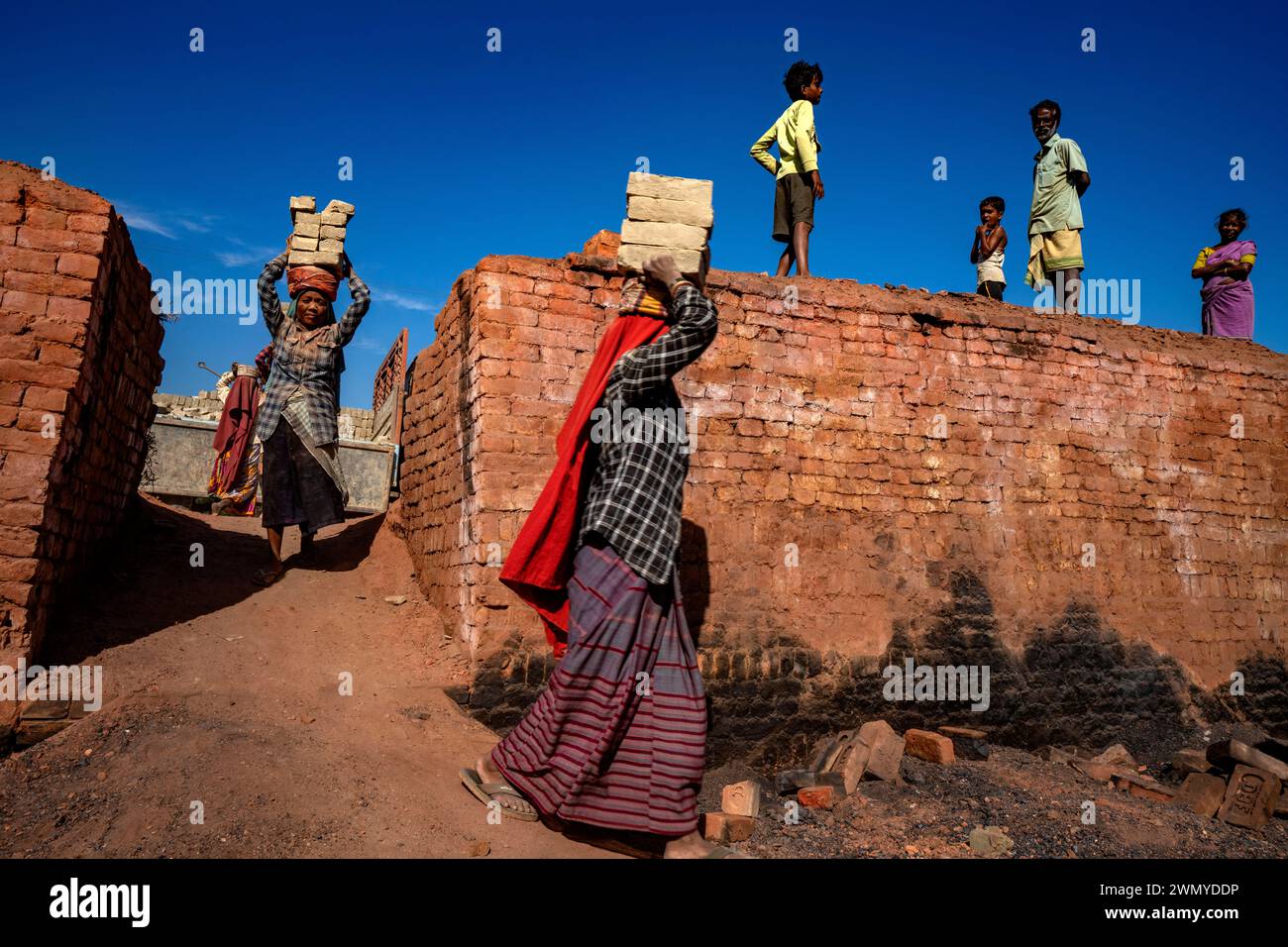 Inde, Assam, Dadhora, usine de briques Banque D'Images