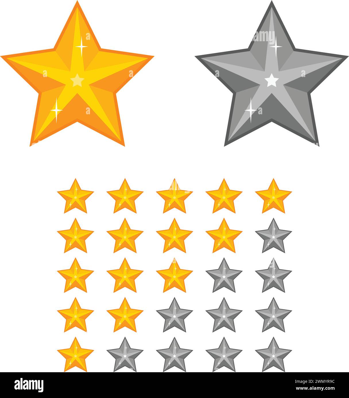 Jeu de design Star Icon pour les jeux. Symbole de l'icône étoile Illustration de Vecteur