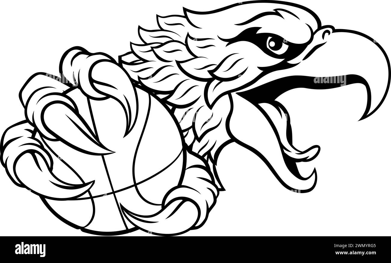 Eagle Hawk Basketball Cartoon Team Mascot Illustration de Vecteur