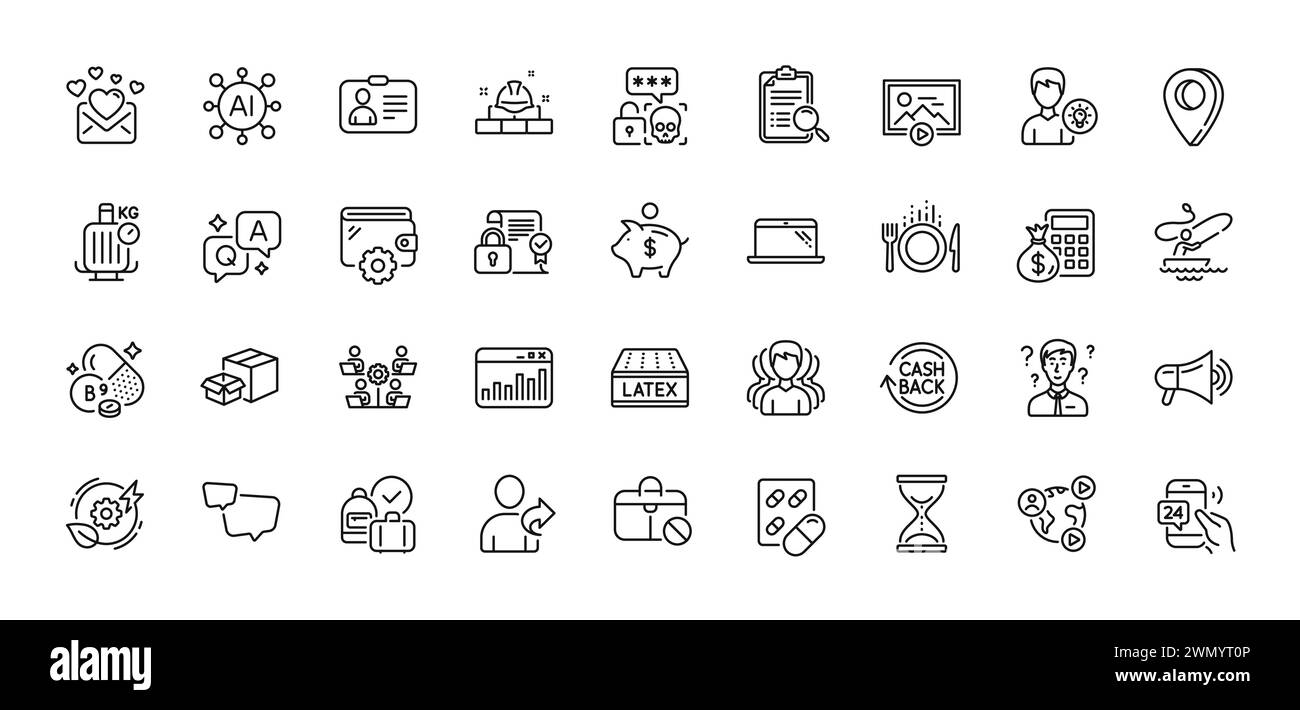 Love mail, service 24h/24 et pack d'icônes capsule Pill Line. Pour l'application Web. Icônes de ligne. Vecteur Illustration de Vecteur