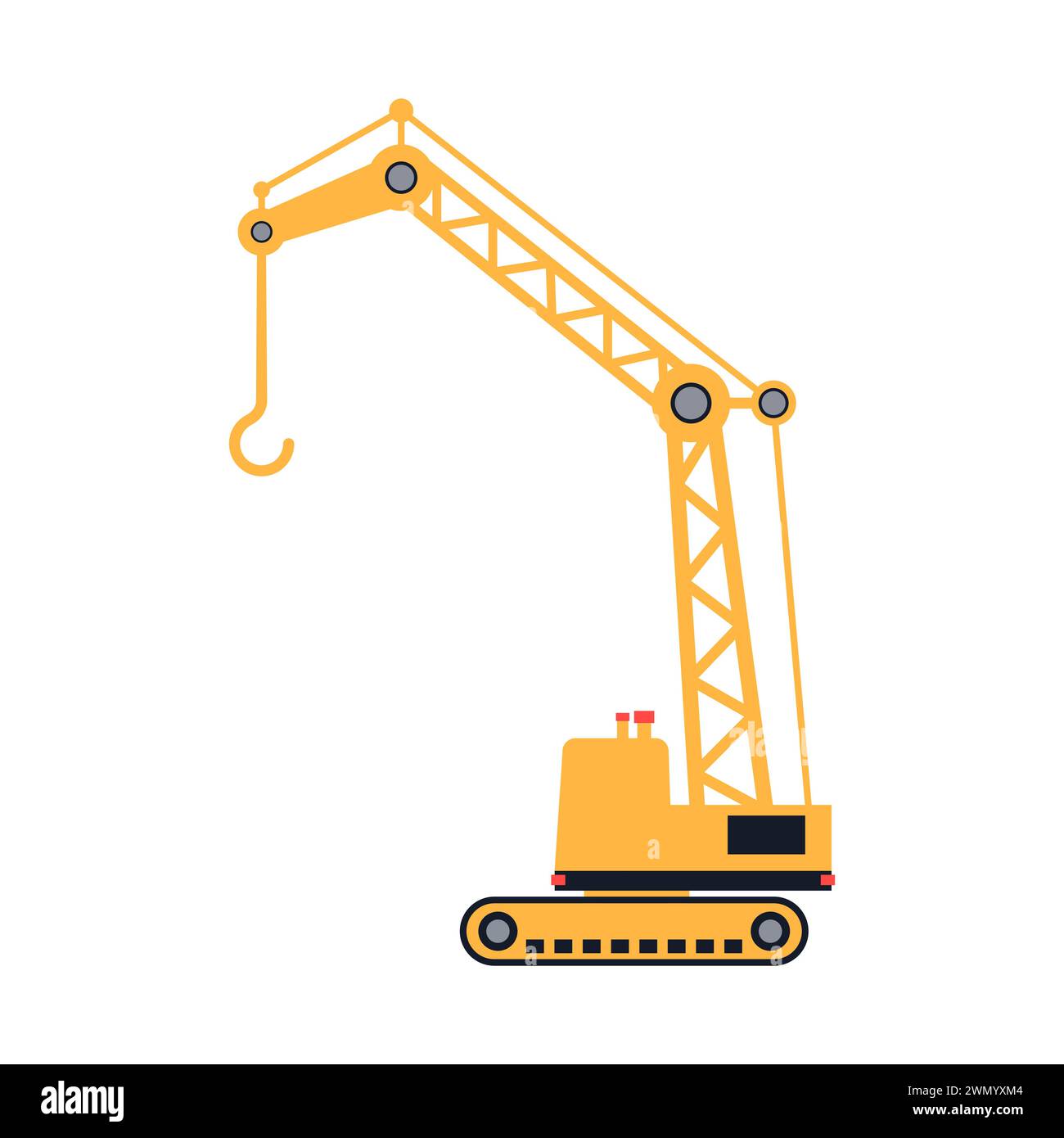 Icône jaune du camion-grue Illustration de Vecteur