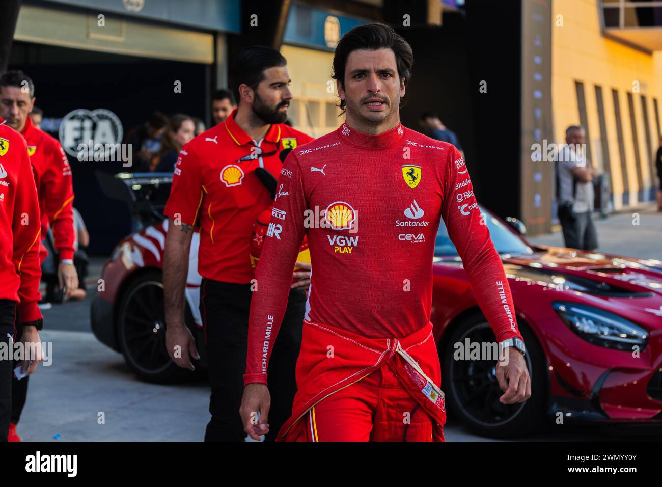 MANAMA, BAHREÏN, circuit international de Bahreïn, 28.Feb.2024 : Carlos Sainz Jr d'Espagne et Scuderia Ferrari pendant le Grand Prix de formule 1 de Bahreïn Banque D'Images