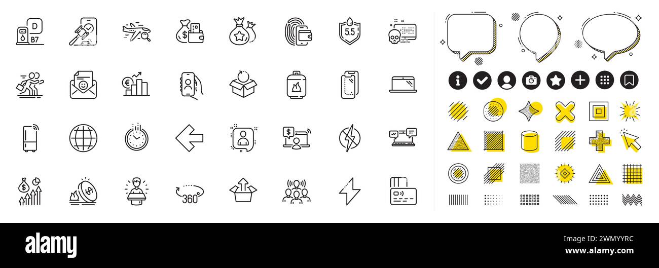 Ensemble de points de fidélité, réfrigérateur et icônes de ligne de taux en euros pour l'application Web. Vecteur d'icône de pictogramme Illustration de Vecteur