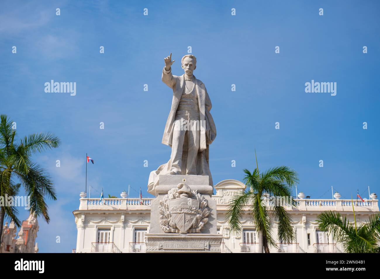 Statue de Jose Marti (Estatua a Jose Marti) au Parc Central (Parque Central) dans la vieille Havane (la Habana Vieja), Cuba. La vieille Havane est un site du patrimoine mondial. Banque D'Images