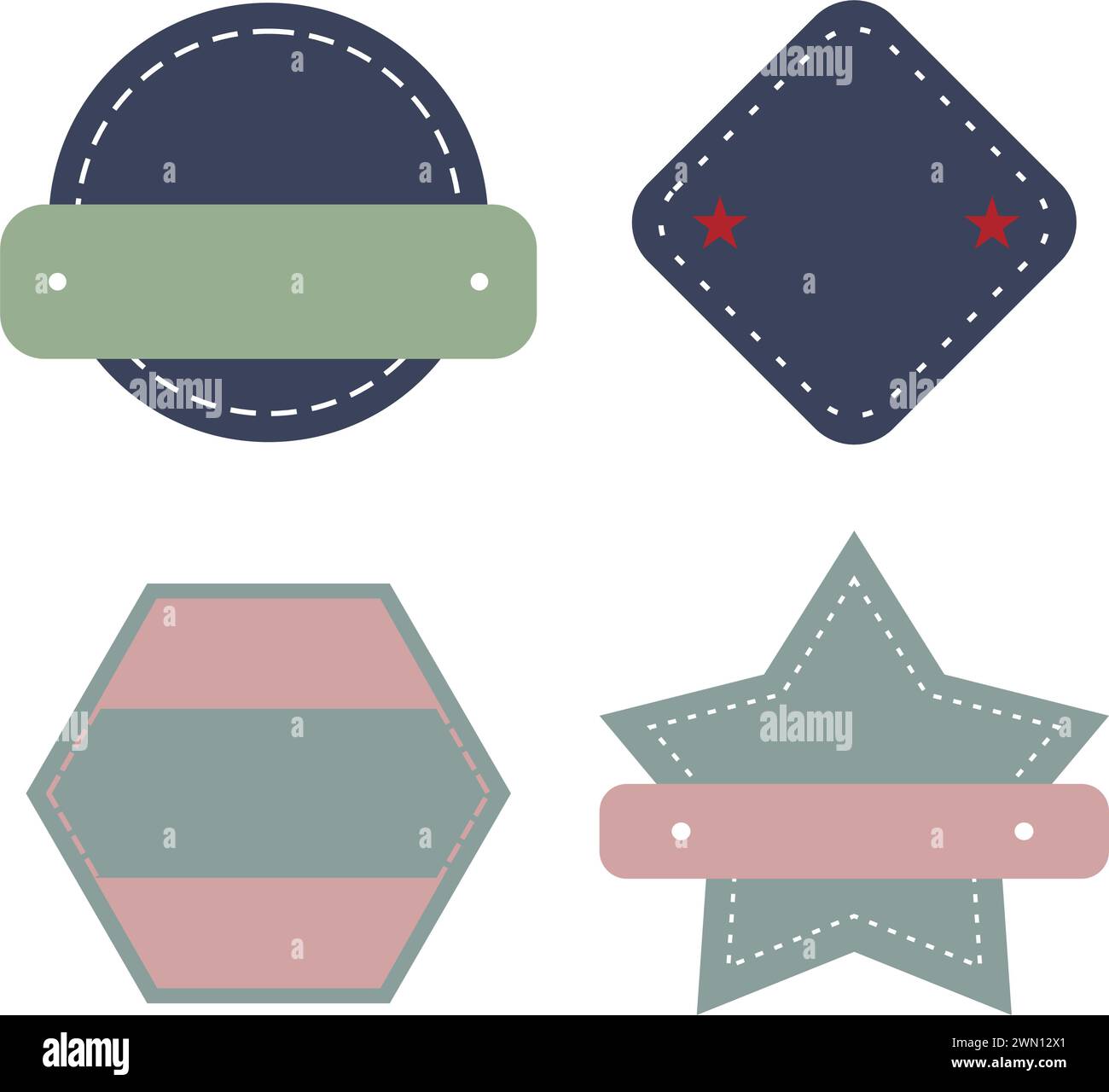 Bannières colorées, rondes, en forme d'étoile et de diamant avec espace de copie pour les promotions sur un fond blanc Illustration de Vecteur