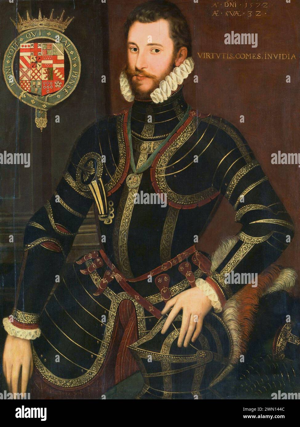 Portrait de Walter Devereux, 1539 – 1576, premier comte d'Essex était un noble et général anglais, peinture à l'huile, date 1572 Banque D'Images