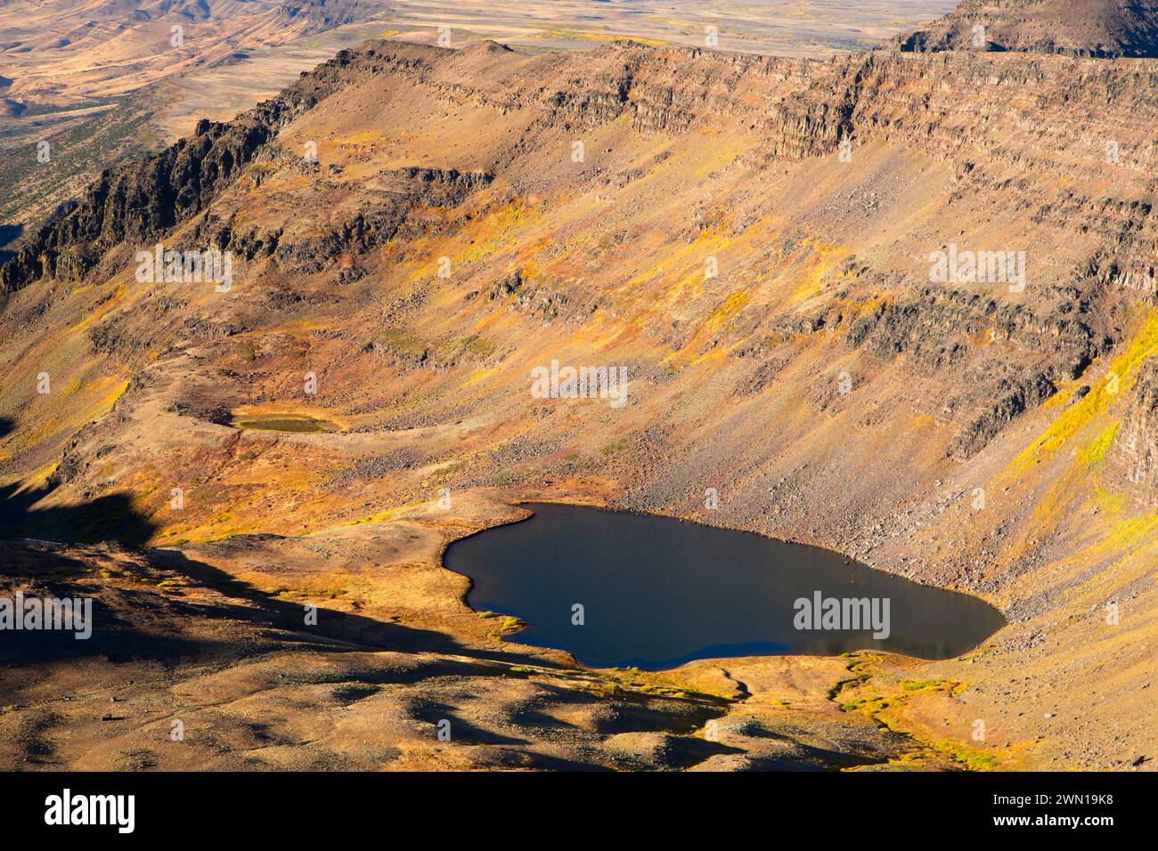 Wildhorse Lake depuis Steens Summit Trail, Steens Mountain Cooperative Management and protection Area, Steens Mountain Backcountry Byway, Oregon Banque D'Images