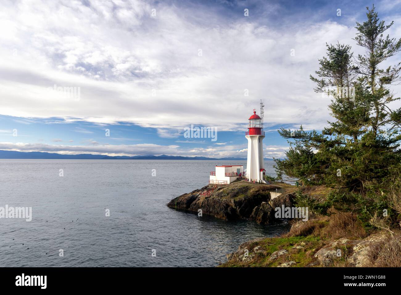 Phare de Sheringham point - Shirley, Île de Vancouver, Colombie-Britannique, Canada Banque D'Images