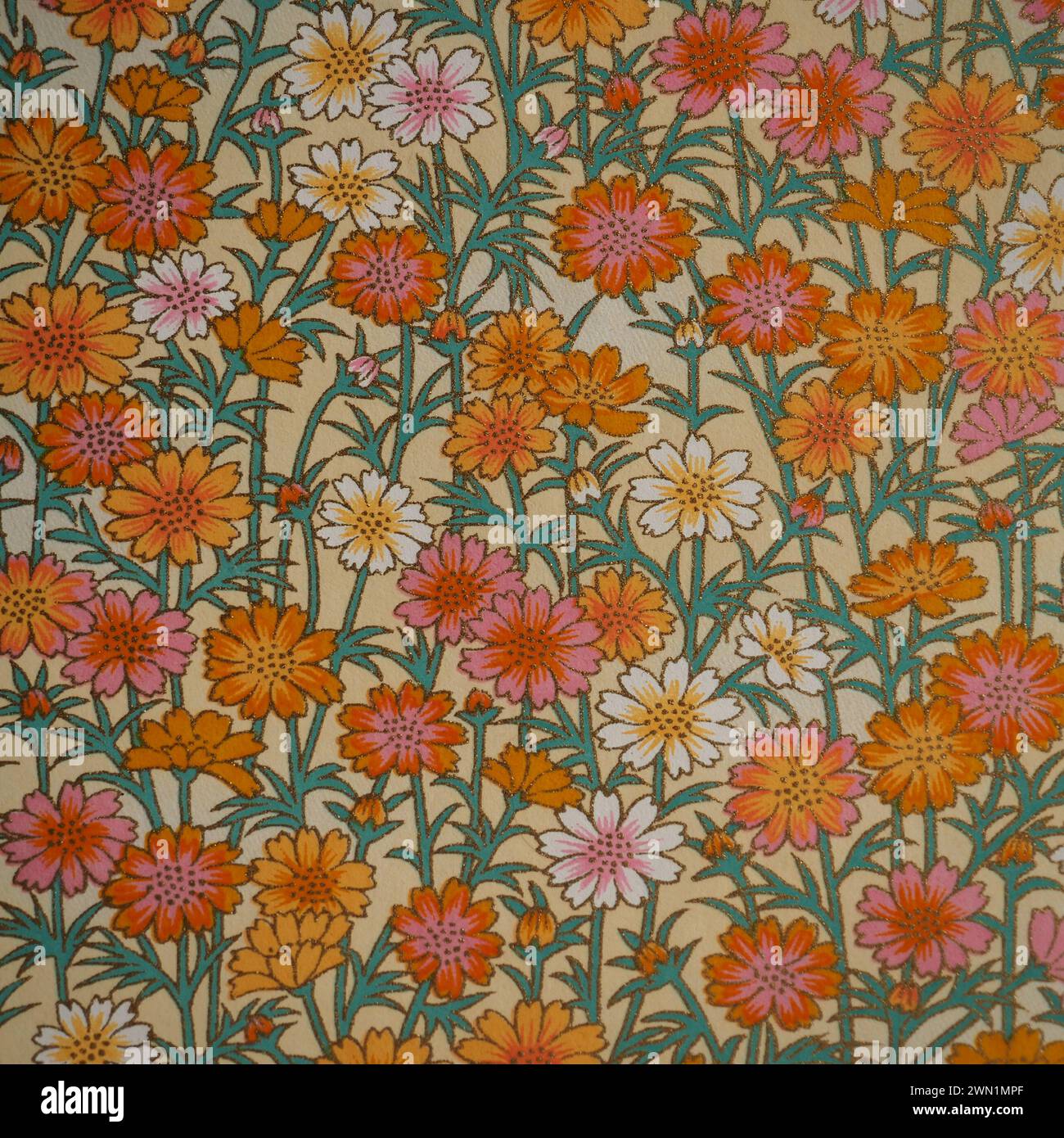 Motifs japonais modernes avec thème floral Banque D'Images