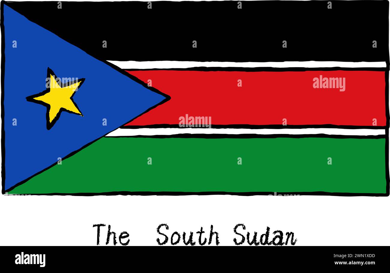 Drapeaux du monde, Soudan du Sud, illustration vectorielle Illustration de Vecteur
