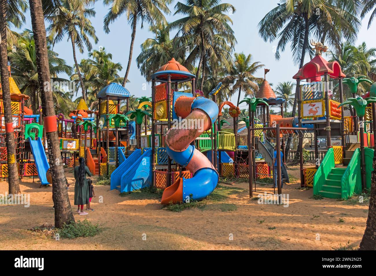 Aire de jeux pour enfants Colva Beach Salcete Goa Inde Banque D'Images