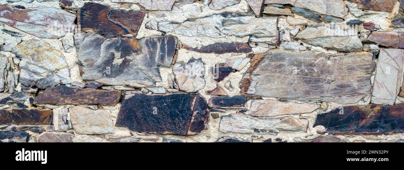 texture de fond de mur en pierre panoramique Banque D'Images