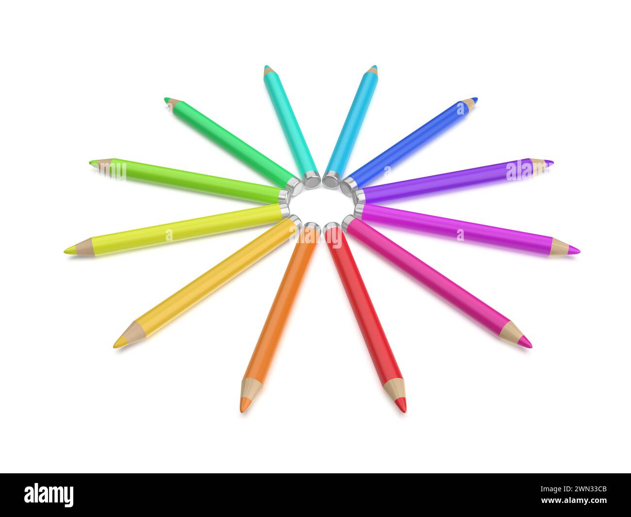 Crayons colorés pour les yeux sur fond blanc Banque D'Images