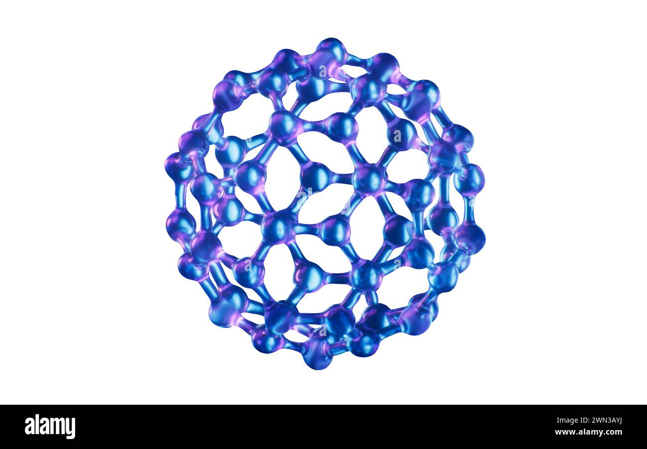 Molécule avec effet de lumière néon foncé, rendu 3D. Illustration 3D. Banque D'Images