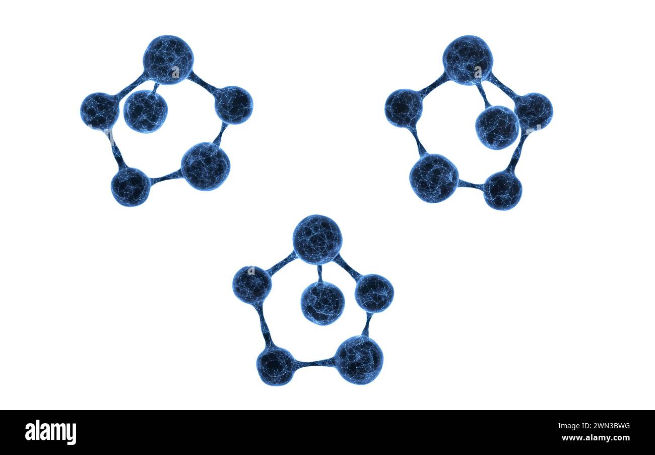 Molécule avec structure transparente bleue, rendu 3D. Illustration 3D. Banque D'Images
