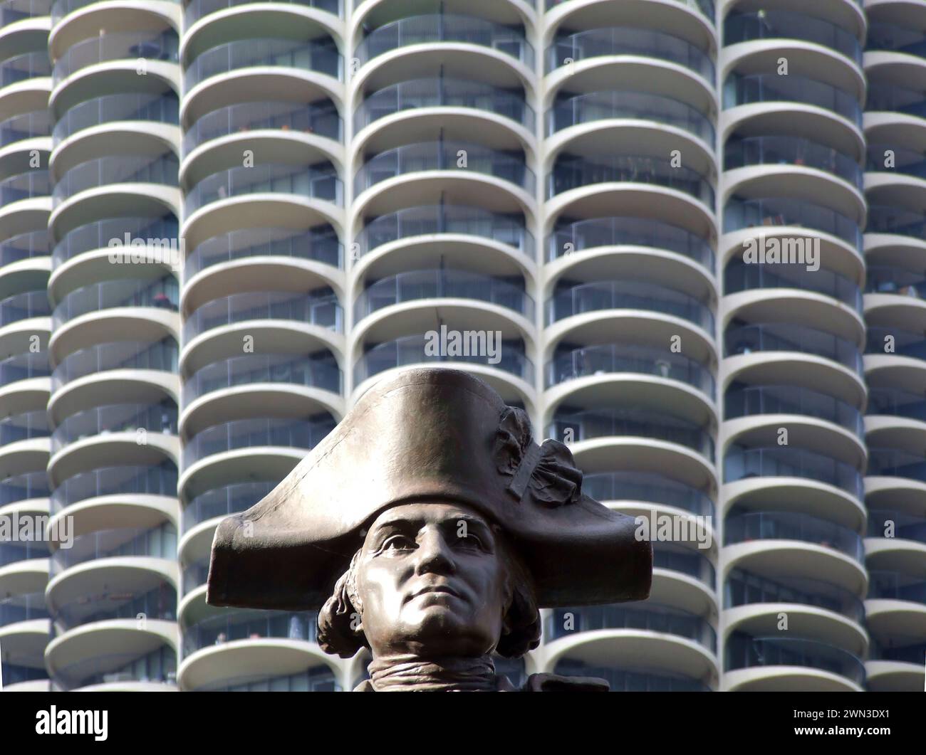 George Washington, The Heald Square Monument, Marina City, Chicago, Illinois, États-Unis, 2006 Banque D'Images