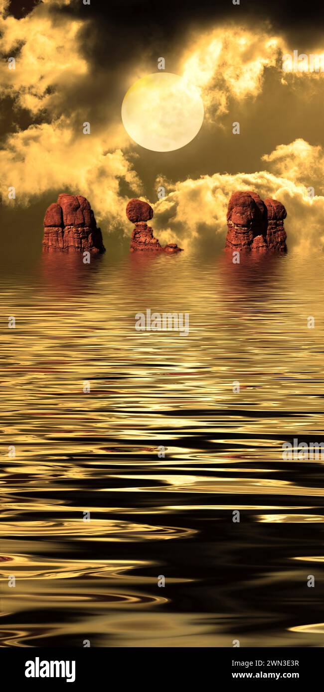 Arcs National Park, Garden of Eden et Balanced Rock, Utah, États-Unis, édité numériquement Banque D'Images