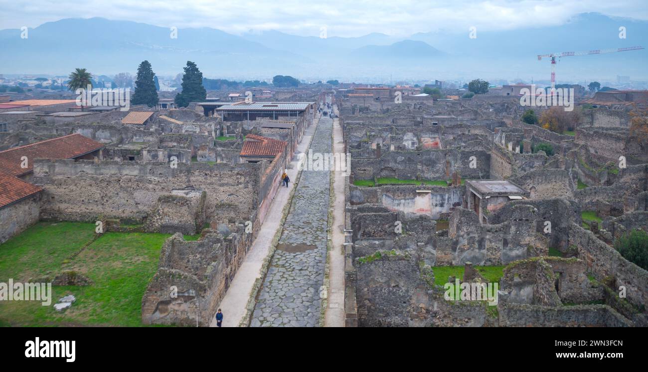 Vue sur les ruines antiques de Pompéi, Italie Banque D'Images