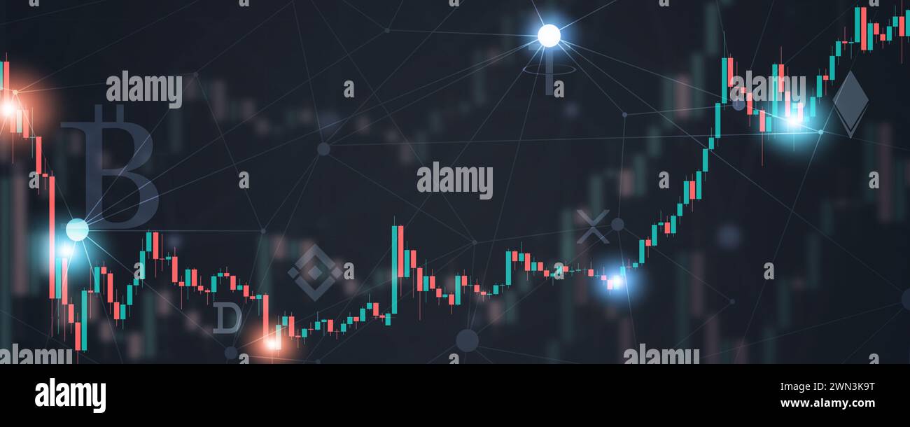 échanger des bougies et des jetons crypto. web finance concept de technologie web bannière commerciale d'entreprise Banque D'Images