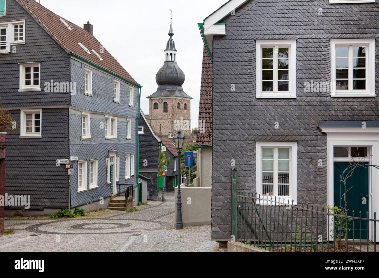 Bergisches Haus style, maisons Berg à Lennep, Remscheid, Bergisches Land, région de la Ruhr, Rhénanie du Nord-Westphalie, Allemagne, Europe Banque D'Images