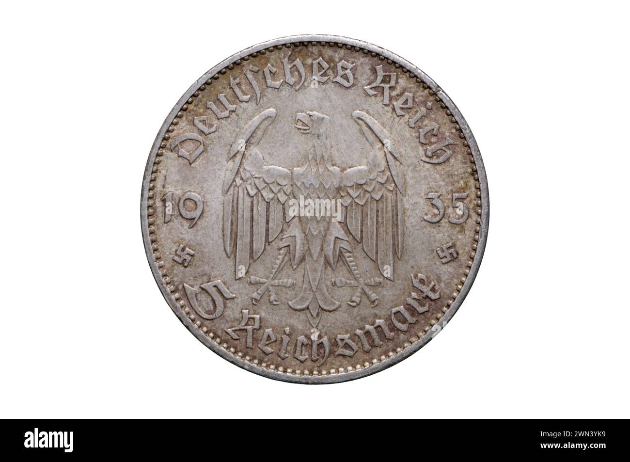 1935 argent 5 Reichsmark pièce Banque D'Images